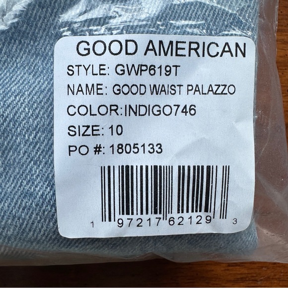 Good American Good Waist Palazzo Jeans Indigo Size 10 NWT - Picture 12 of 12